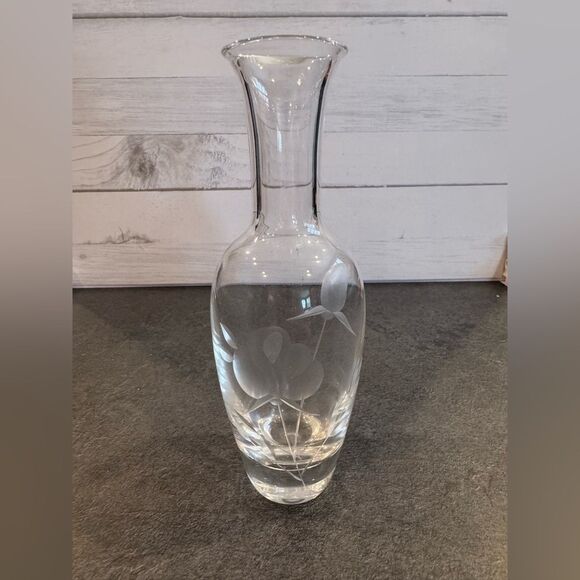 Vintage Lenox Etched Floral Glass Bud Vase - Picture 1 of 10